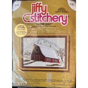 Jiffy Stitchery Un-Opened Package "Winter Barn" Wool yarn 5" x 7"